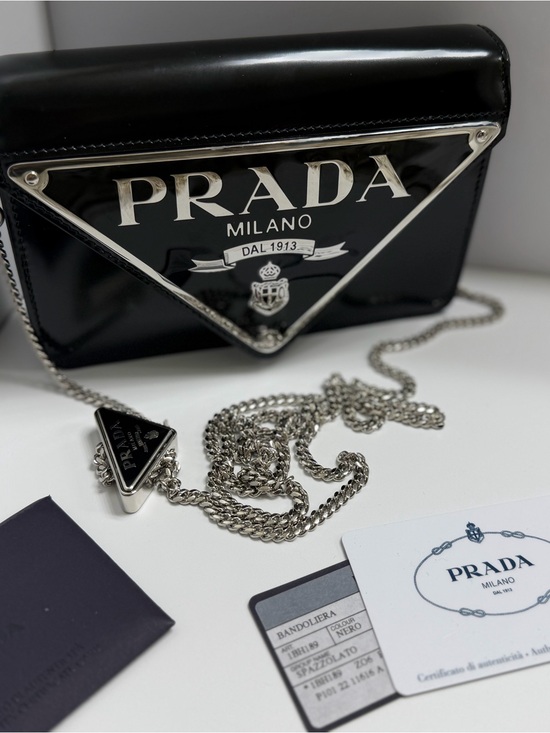 Prada Handbags - ❌SOLD❌ 🖤 Prada Black Spazzolato Leather Maxi Triangle Logo Flap Chain Crossbody